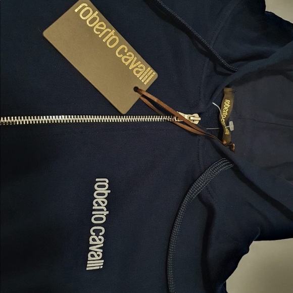 Roberto Cavalli Hoodie Men's Blue Sz Small NEW - Picture 4 of 12